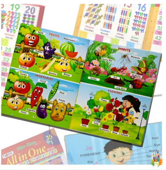 35-in-1 Wipe-Clean Practice Book for Kids – Alphabet, Counting, Fruits, Animals, Birds, Flowers, Foods & Rhymes