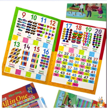 35-in-1 Wipe-Clean Practice Book for Kids – Alphabet, Counting, Fruits, Animals, Birds, Flowers, Foods & Rhymes